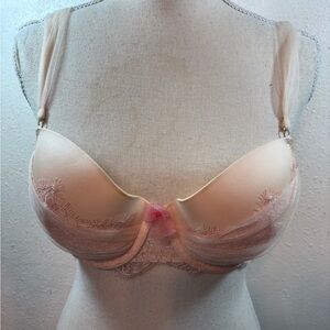 Victoria's Secret Light Pink Lace Push-Up Bra with Sheer Overlay